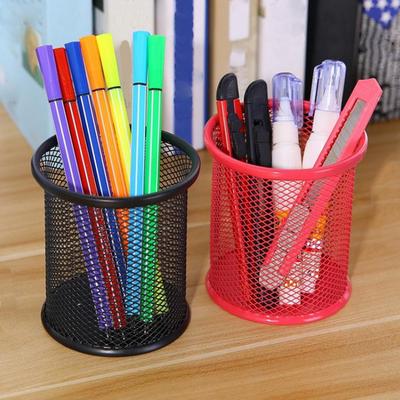 Neu Metall Hohl Stift Bleistift Halter Vase Topf Ordentlich Schreibwaren Lagerung
