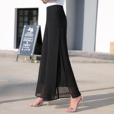 Sommer Chiffon Culottes High-Waist-Hose Rock Gaze Loose Shuai Ku Gerade Freizeithose Schlitz Weite Beinhose Weiblich