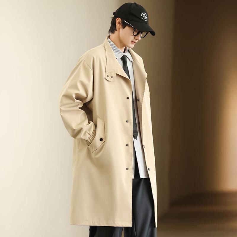 ROMON Men's Autumn Mid-Length Trench Coat