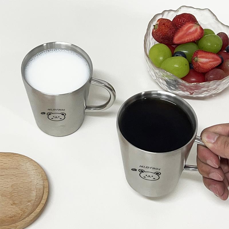 320ml Double-layer Drinking Cup For Kids 304 Stainless Steel Mug Thickened Durable Tumbler Cups Anti Scalding Milk Coffee Mug