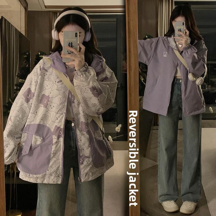 Girl in a reversible jacket2026New Spring and Autumn Thin Casual Jacket, Windbreaker