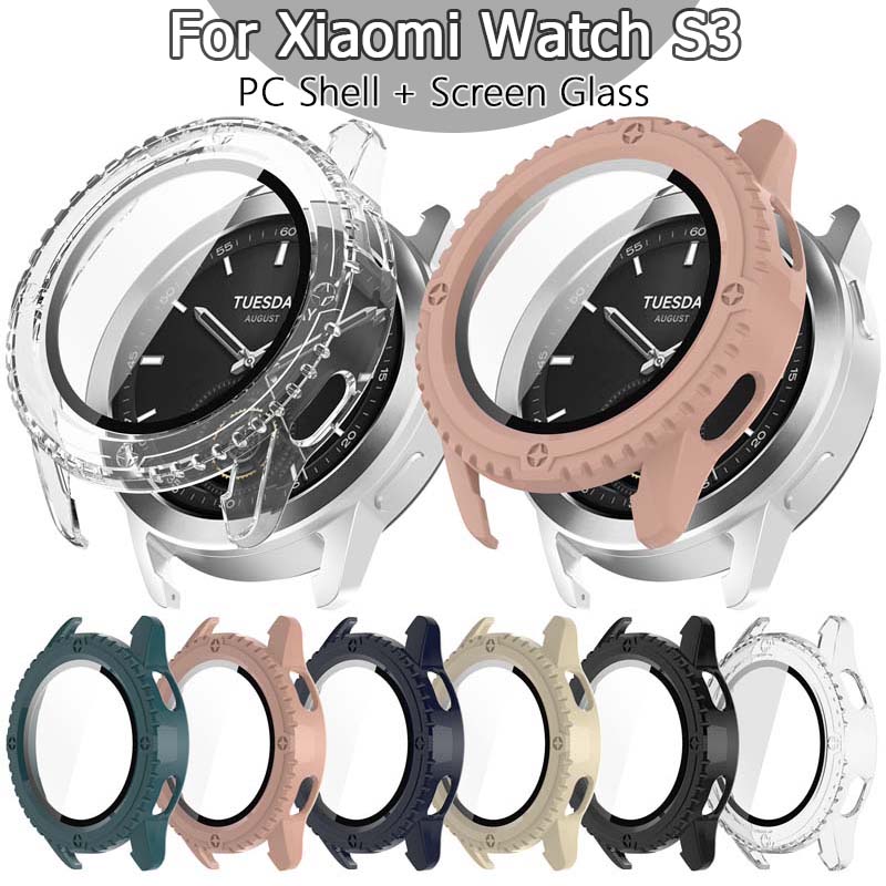 

Закаленное стекло + жесткий чехол для ПК для Xiaomi Watch S3 H1 SmartWatch, легкий, с полным покрытием, ультрапрозрачный защитный чехол-бампер Mi Watch S3 слоновая кость