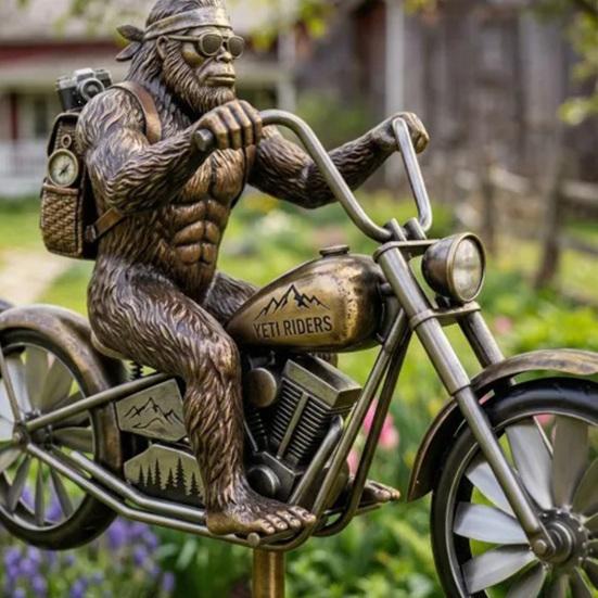 Wind Spinner for Outside Big Foot Riding Motorcycle/Truck/Airplane Metal Rotatable Yard Windmill