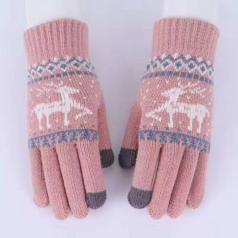 Korean Style Winter Touchscreen Knitted Gloves - Cute, Warm, Cold-Proof for Female Students & Cycling