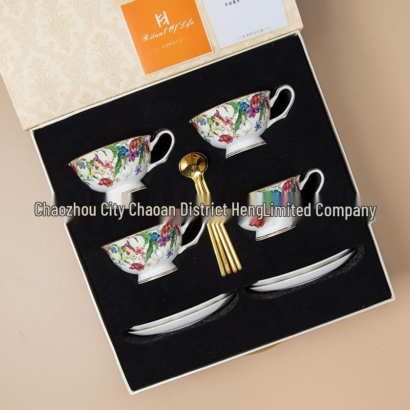 Blue & White Bone China Coffee Cup & Saucer Set - Afternoon Tea Gift, Housewarming or Wedding Present