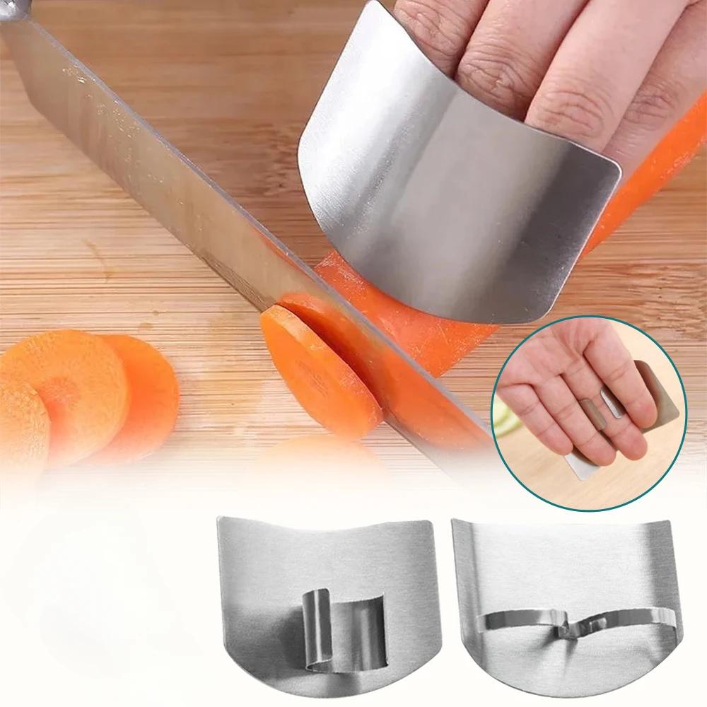 2 ks Nerezový chránič prstů Řezací štít Nastavitelný Chránič palce pro krájení zeleniny Nástroje Chránič prstů Kuchyňská pomůcka