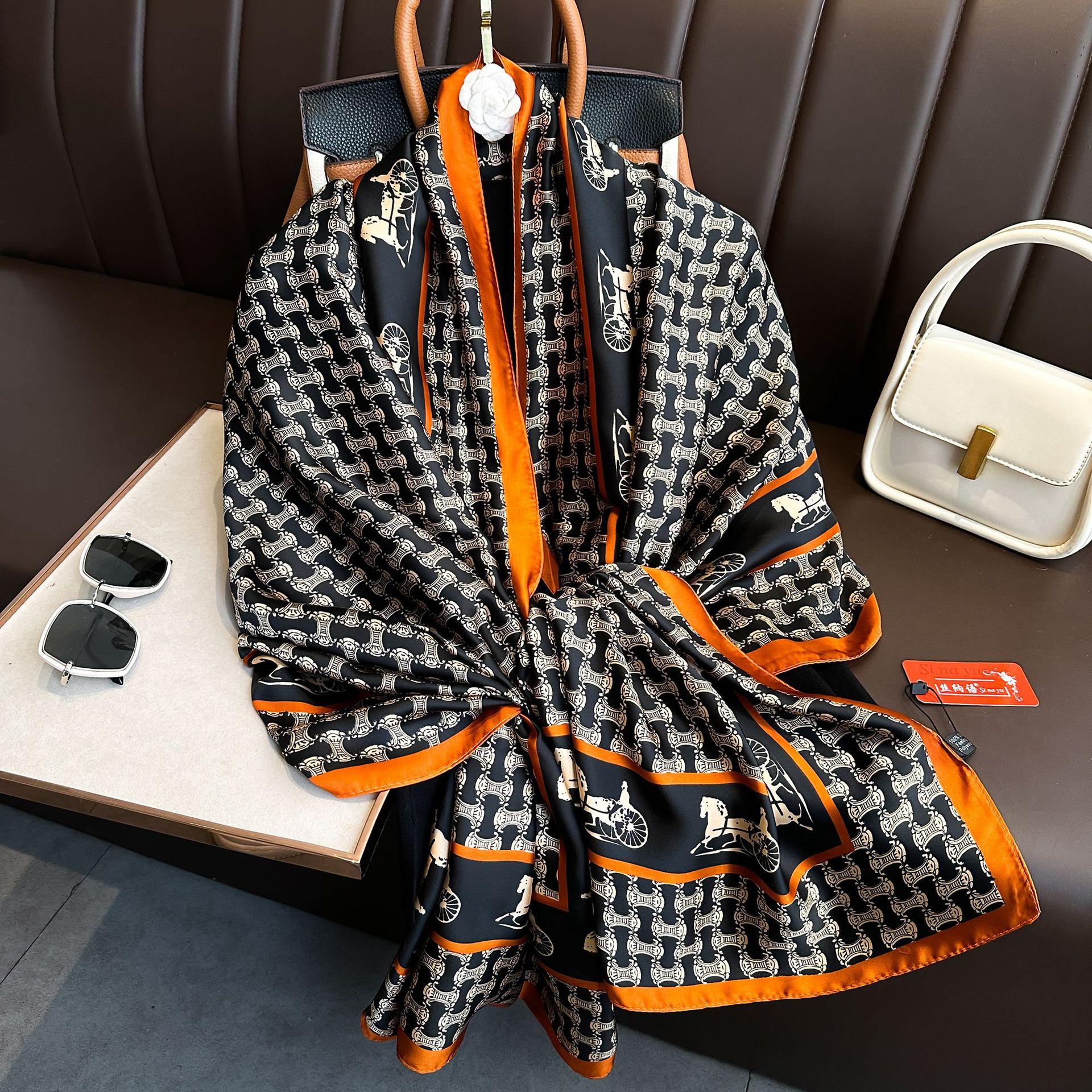 

Luxury Brand Women Long Silk Scarves Shawl Lady Wrap Soft Female Europe Designer Beach Bandanna Foulard Muffler Pareo 180*90cm 90X180cm