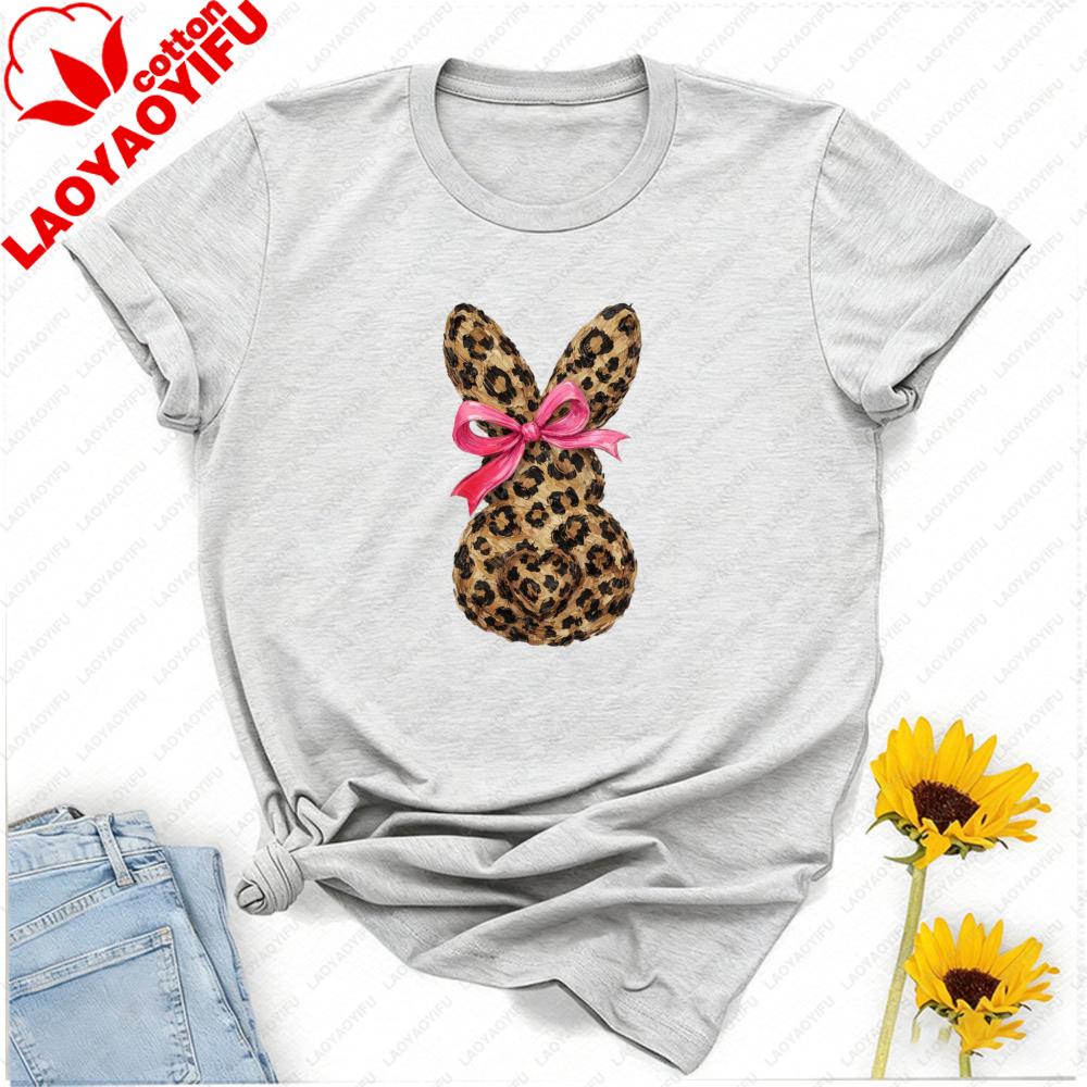 Leopard Bunny Girly Easter Shirt Easter Bunny Sweater Holiday Animal Print TShirt Leopard Print Lover Sweatshirt Unisex Clothes