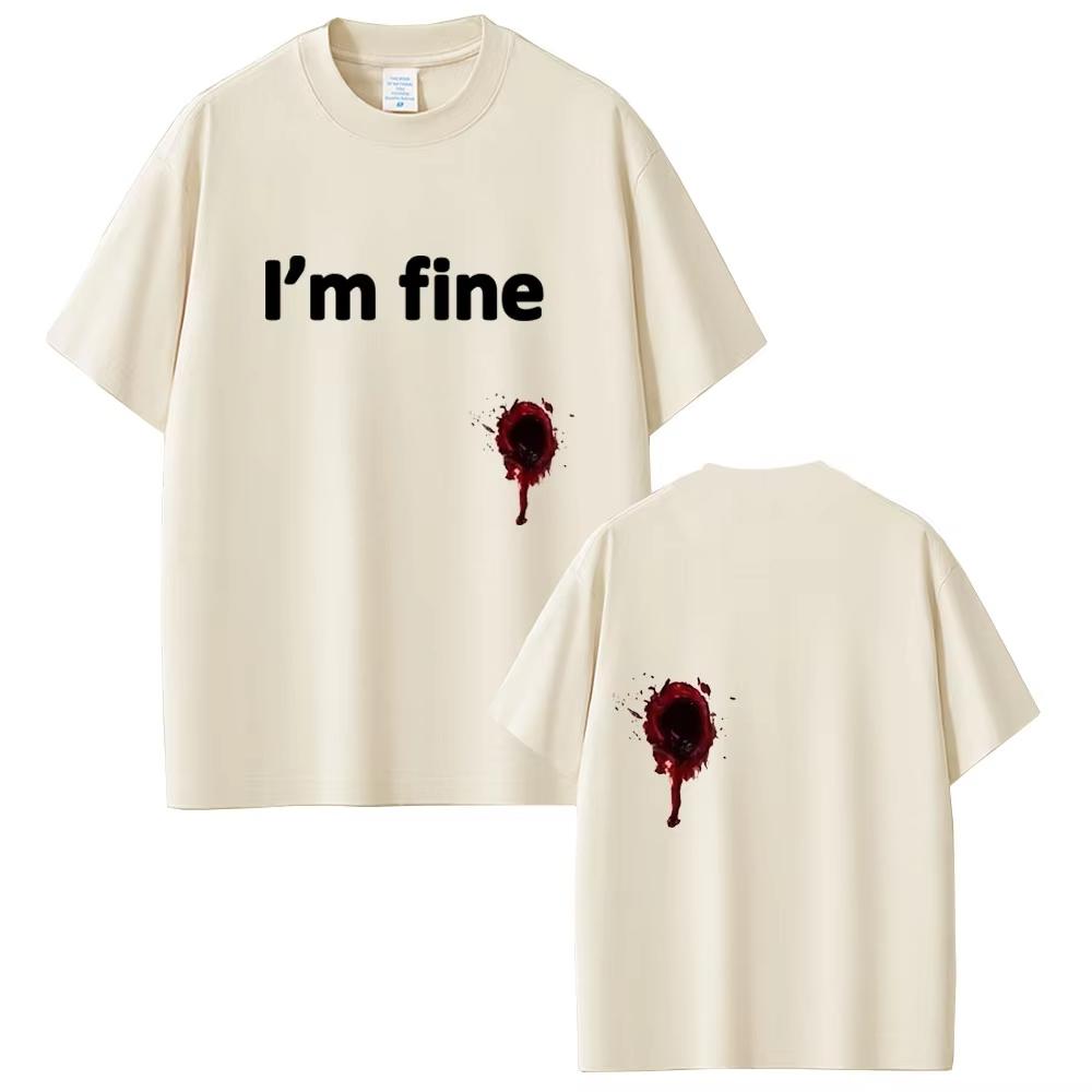 Im Fine Funny Printed T Shirts Men Fashion Casual Crewneck Tshirt Male Minimalist Cartoon Graphic Shortsleeved top Unisex
