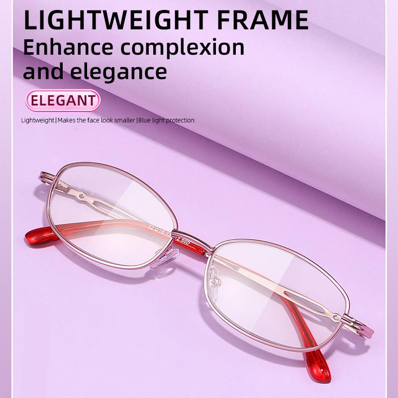 Elegant Lightweight Metal Frame Anti-Blue Light Reading Glasses Female Reading Glasses Enhance Complexion Comfortable Daily Use
