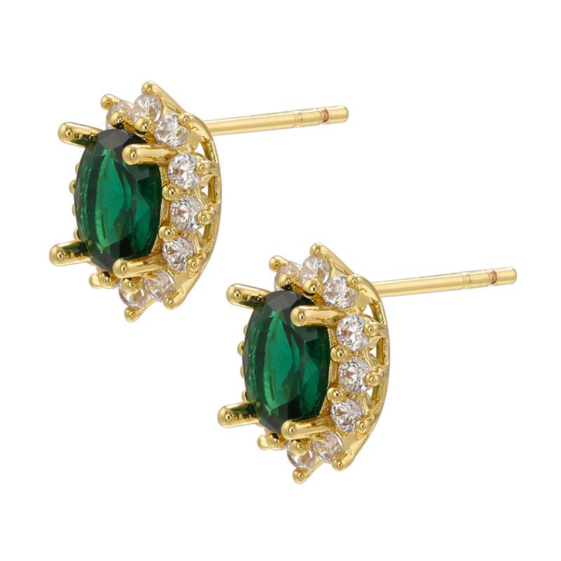 ZHUKOU oval stud earrings for women Multicolor Cubic Zirconia Piercing earrings fashion romantic stud earrings VE734