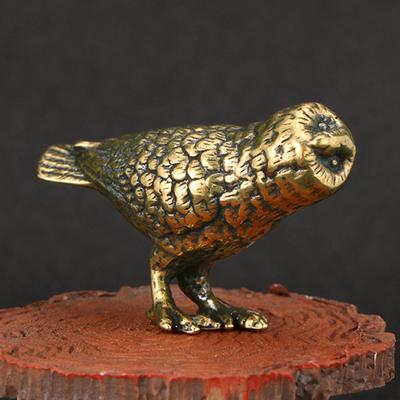 Kleine Eulen-Ornament Desktop-Skulptur Kreative Liebliche Sammlung Handwerk Messing Tee-Haustier Miniatur für