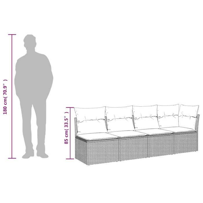 VidaXL Canapé de Jardin et Coussins 4 Places, Siège avec Housse, Meuble de Terrasse Patio Balcon Extérieur, Gris Clair 366177
