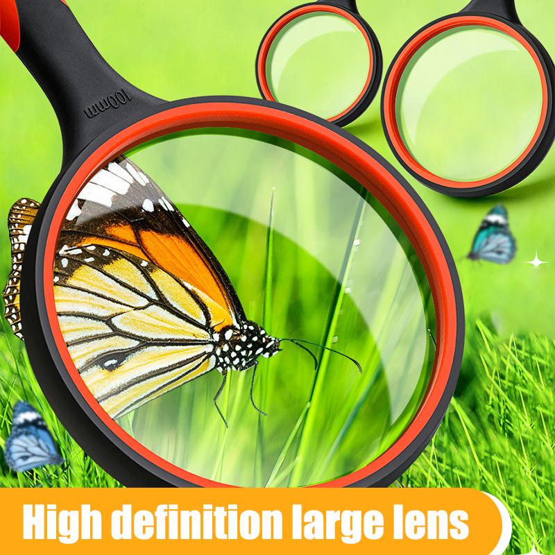 75mm Handheld Magnifying Glass 10x For Kids Seniors Non-Slip Reading Magnifier Lens For Classroom Science Nature Exploration