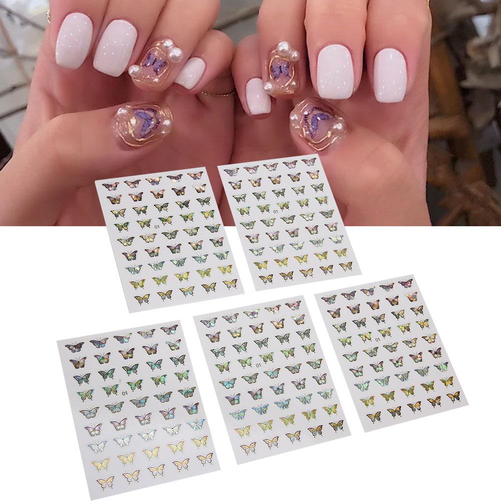 5pcs Butterflies Pattern Nail Art Sticker Fashionable Nail DIY Decal Manicure Tool