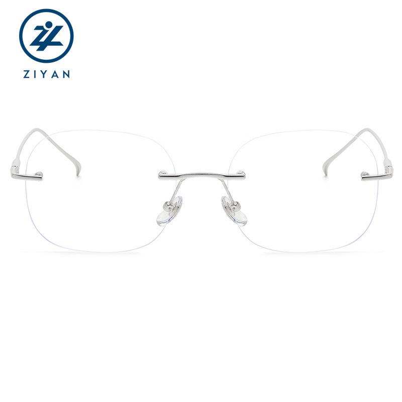 Super Light Metal Polygon Frameless Glasses for Women: Anti-Blue Light, Prescription-Ready Myopia Eyewear