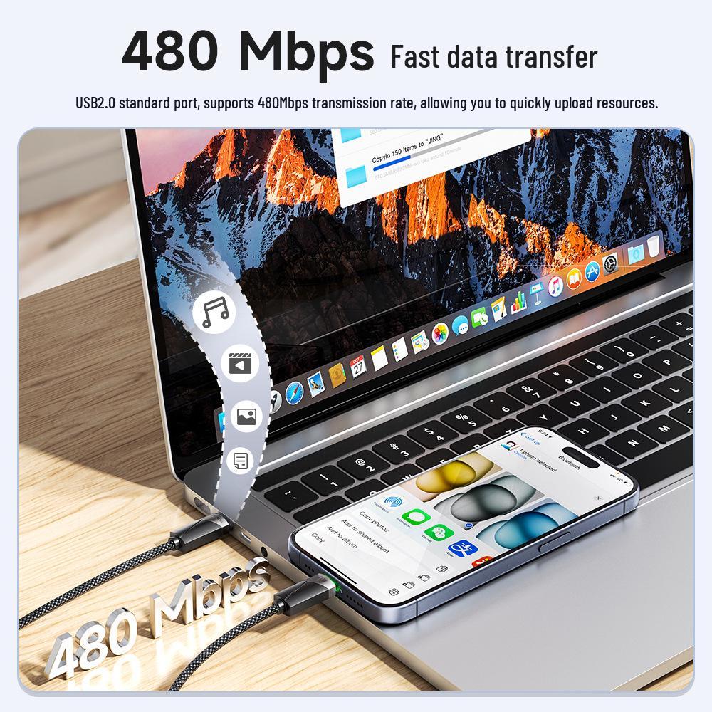 Toocki 100W PD Dual USB-C Fast Charging Cable for Huawei & Apple 15/16.