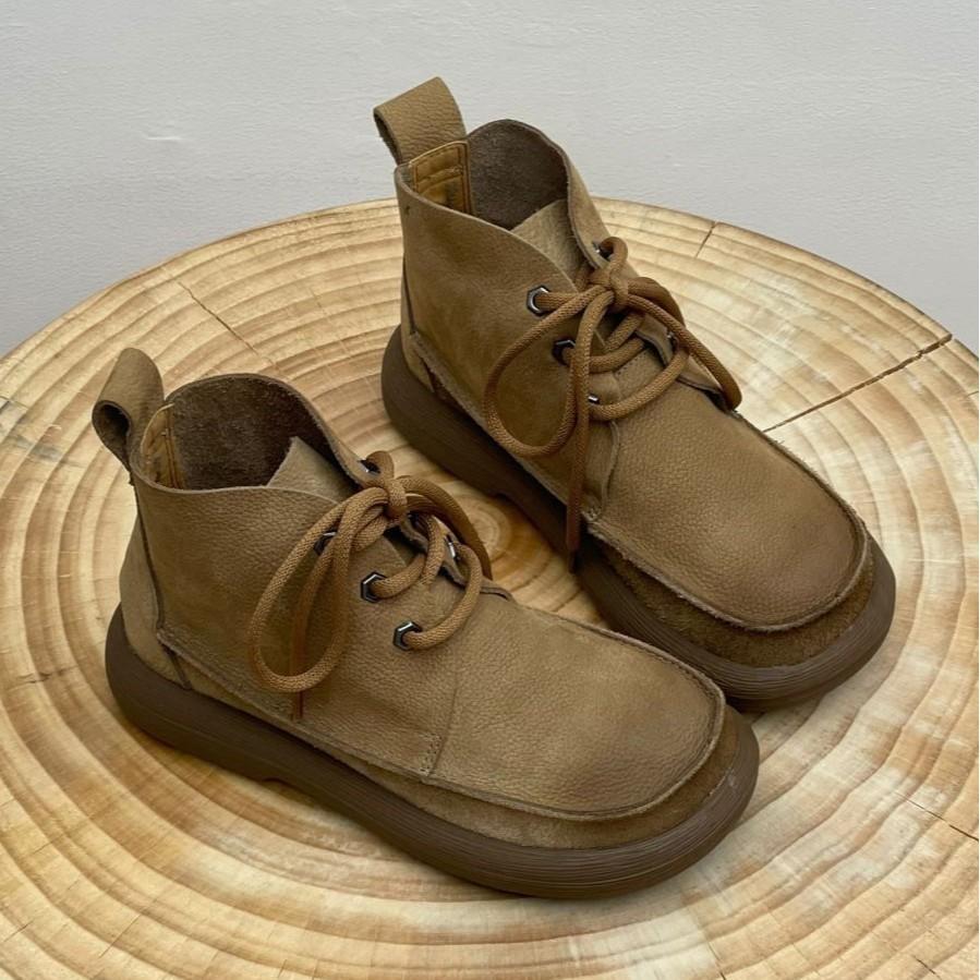 Short Boots Women s Lace-up Retro Ankle Boots Women s Platform Casual Round Head Bootie Women Women s Shoes Ankle 42 хаки