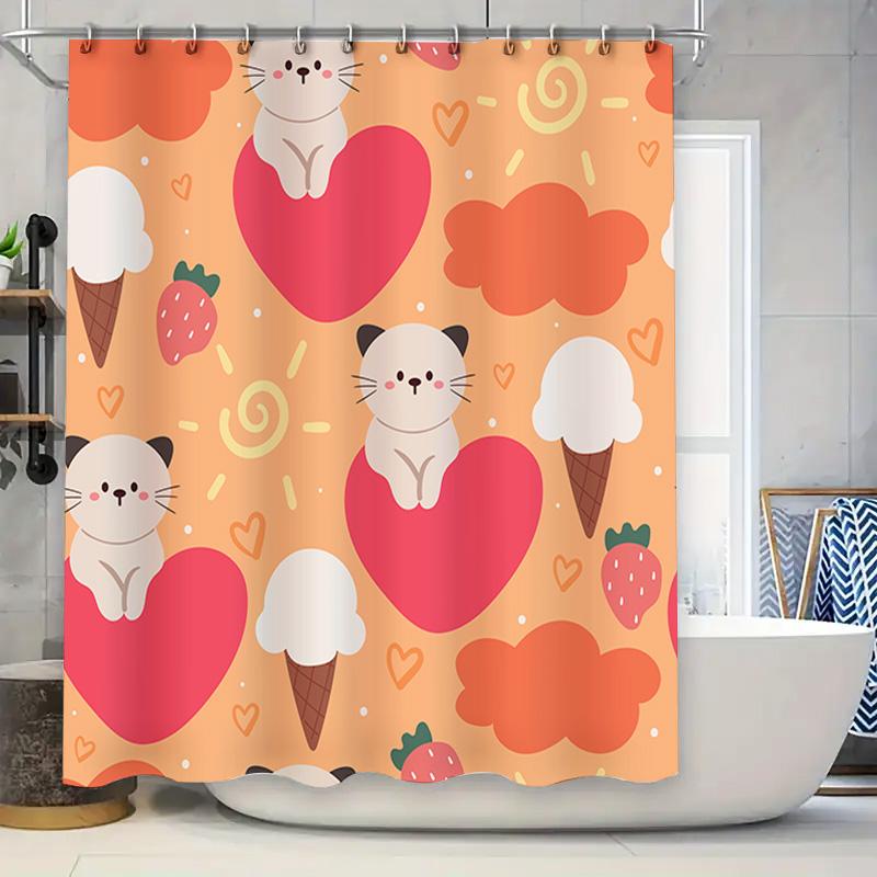 Roses Are Red, Violets Are Blue, Our Shower Curtain Has Cute Cats Too! This Adorable Shower Curtain Features Playful Kittens Lou W60H190(CM)-1 Pcs