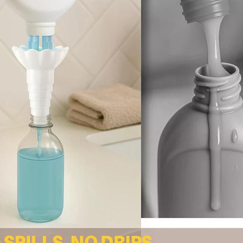 Kit Universel de Vidange de Bouteille - Connecteur Réutilisable de Transfert de Liquide Avec Adaptateur Entonnoir Sans Déchets, Compatible Avec Savon, Shampoing