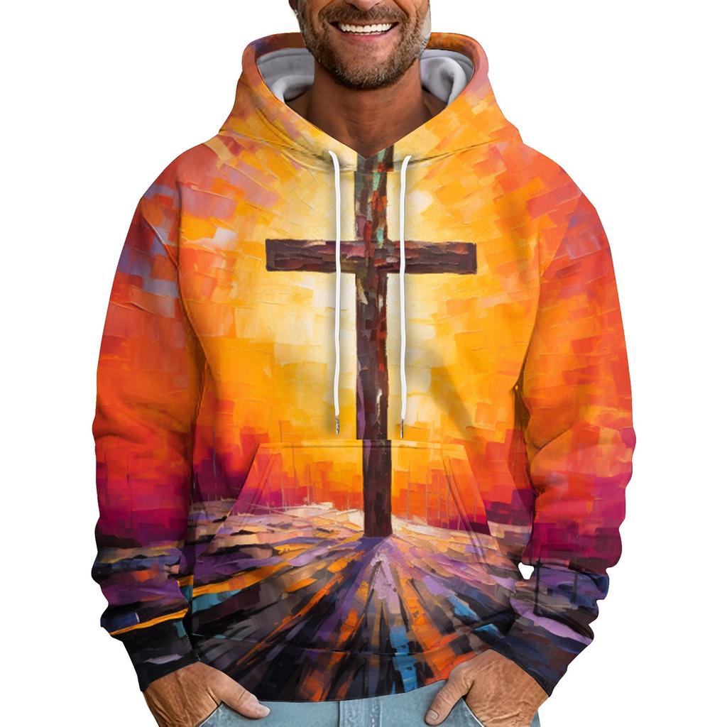 Sweat-shirt à capuche imprimé ample pour hommes, sweat-shirt de sport décontracté à la mode