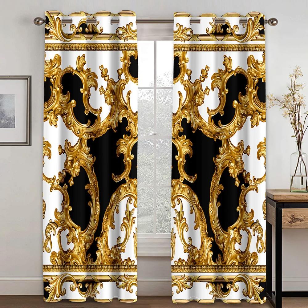Newest Famous Golden Digital Printed Curtains European style Premium Drapes Custom Luxury Living Area Window Drapes
