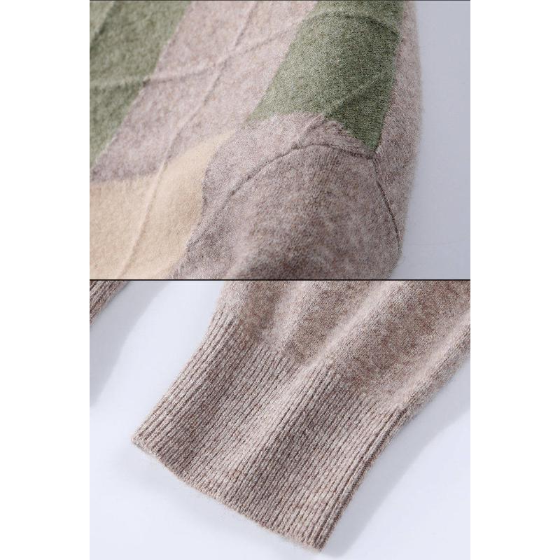 Herregenser med halv høy hals, basegenser, V-hals, pullover, langermet, avslappet moteoverdel