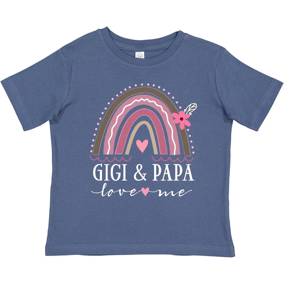 Inktastic Gigi And Papa Love Me Rainbow Toddler T-Shirt Grandchild Clothes Cute 150