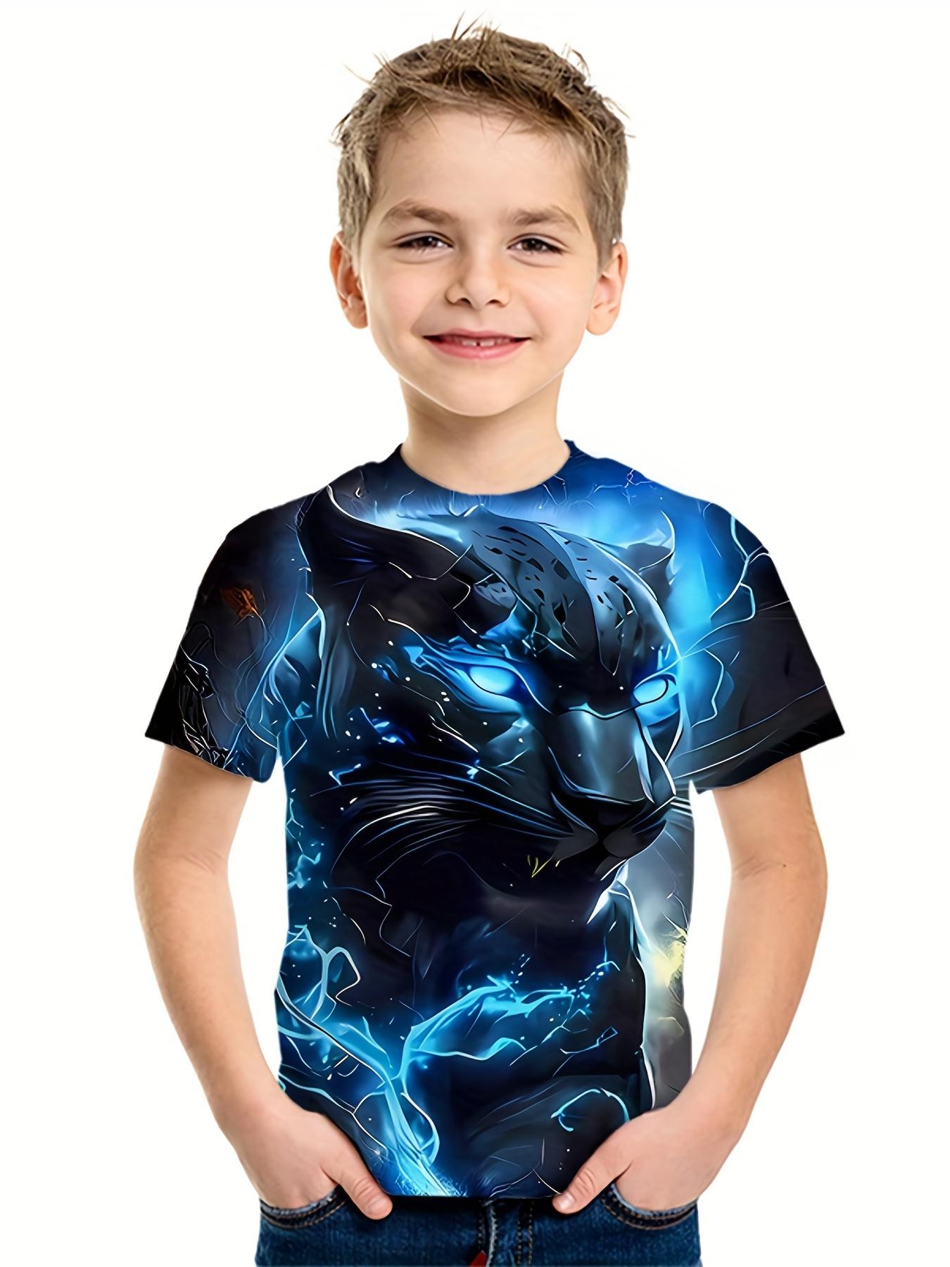 

Футболка с изображением животных, пантеры, льва, волка, уличная одежда с 3D принтом, футболки для мальчиков и девочек, повседневная модная футболка большого размера, детские топы, одежда 100