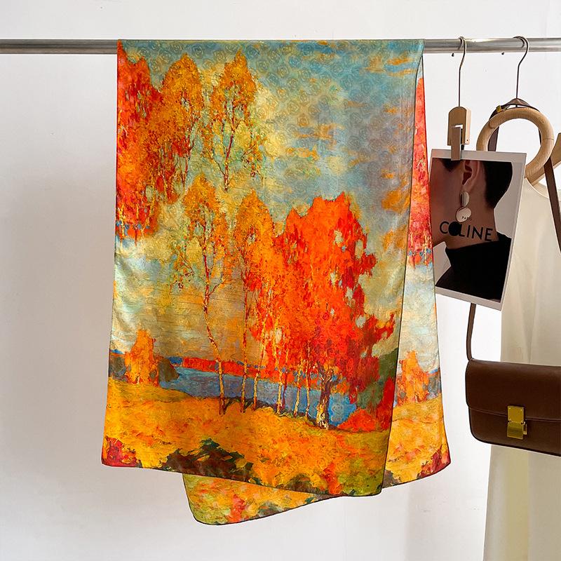 New national style high-end hemming 170 silk scarf women s silk mulberry silk scarf silk shawl 55cm*170cm