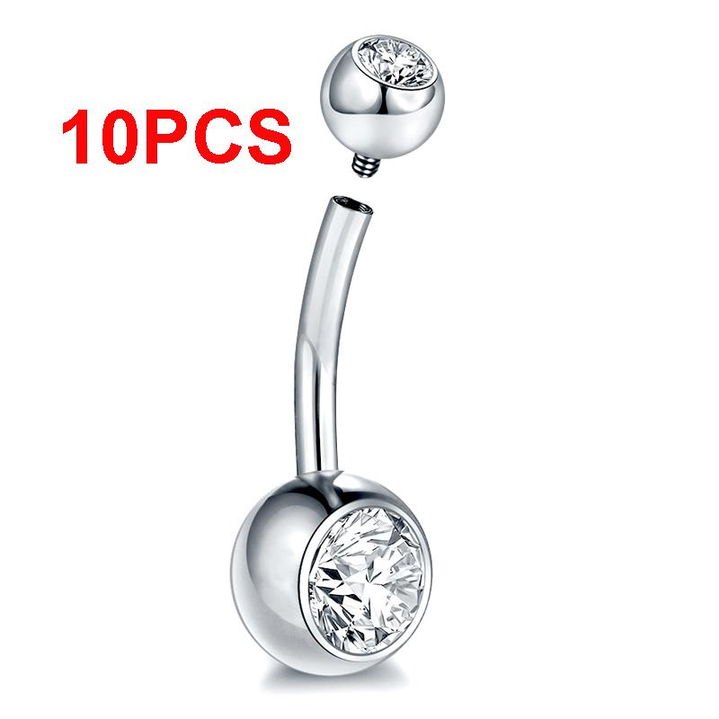 5/10Pcs G23 Titanium Belly Button Rings Navel Bar Nombril Piercing CZ Gem 6/8/10/12mm 14G Gold Color Belly Piercing Sexy Jewelry