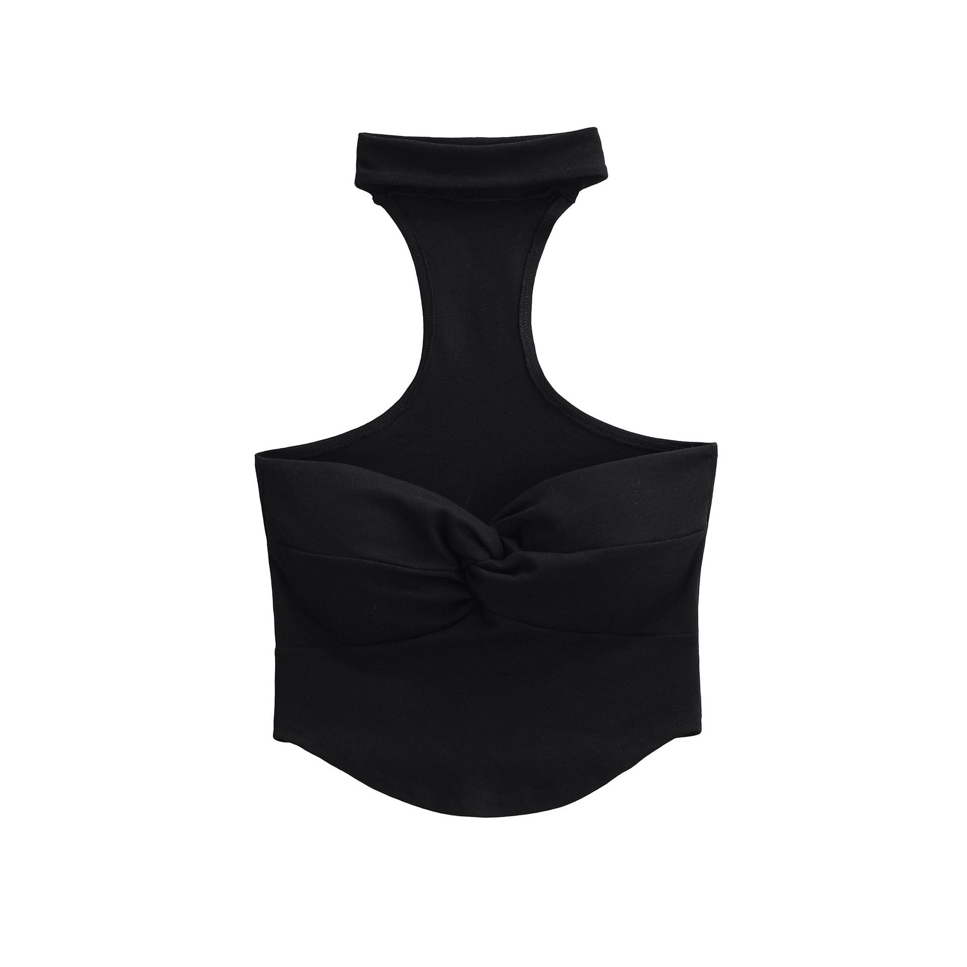 Versatile Women s Halter Knot Tank Top - Stylish Summer Sleeveless Backless Design Small чёрный
