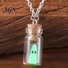 Unique Handmade Fantasy Gift Glow Ghost Necklace, Glow-in-the-dark in Bottle Pendant, Cute Halloween Party Favors Necklace Earrings, Gothic