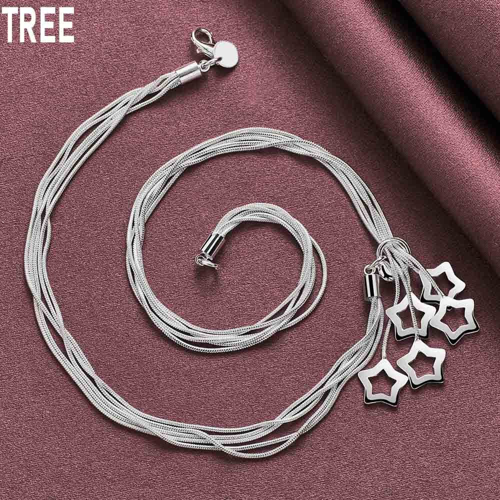 925 Sterling Silver Snake Chain Star Necklace Fashionable Wedding Jewelry