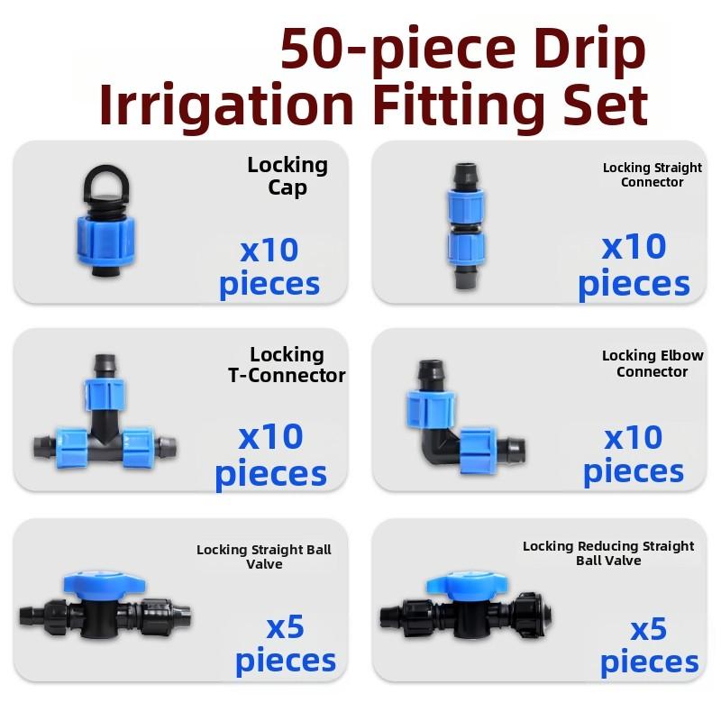 23/50pcs Drip Irrigation Connector Kit For 16mm Garden Hose, Easy Install Watering Fittings With Valves And Stopper