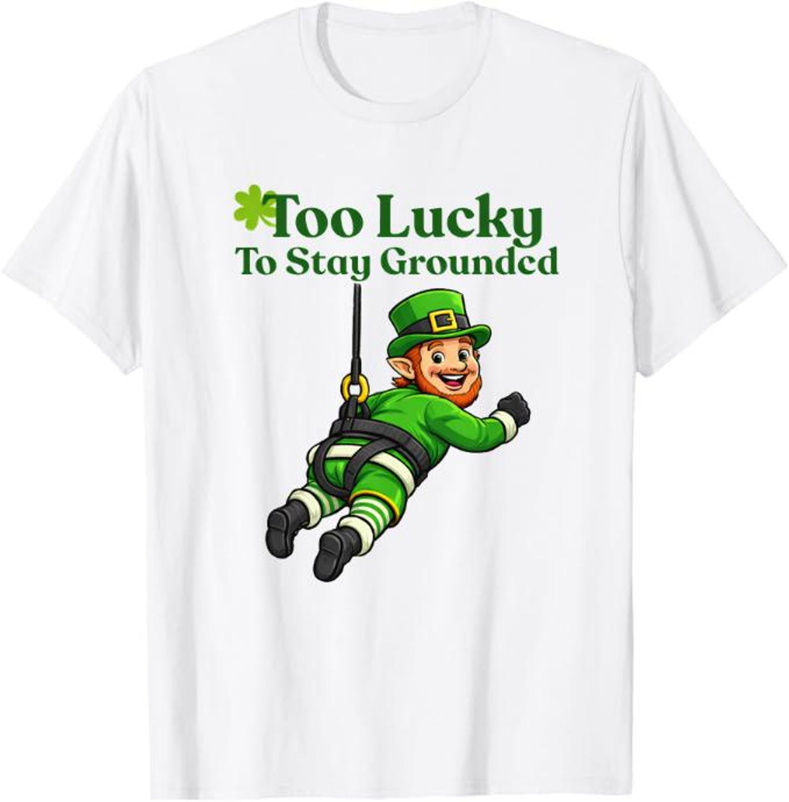 Too Lucky To Stay Grounded Shirt, Funny St Patrick’s Day Shirt, Flying Leprechaun Tee, Irish Lucky Shirt, St Patricks Day Humor Tee S
