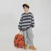 2025 Spring Boys' Striped Terry Cotton Sweatshirt with Panda Print
