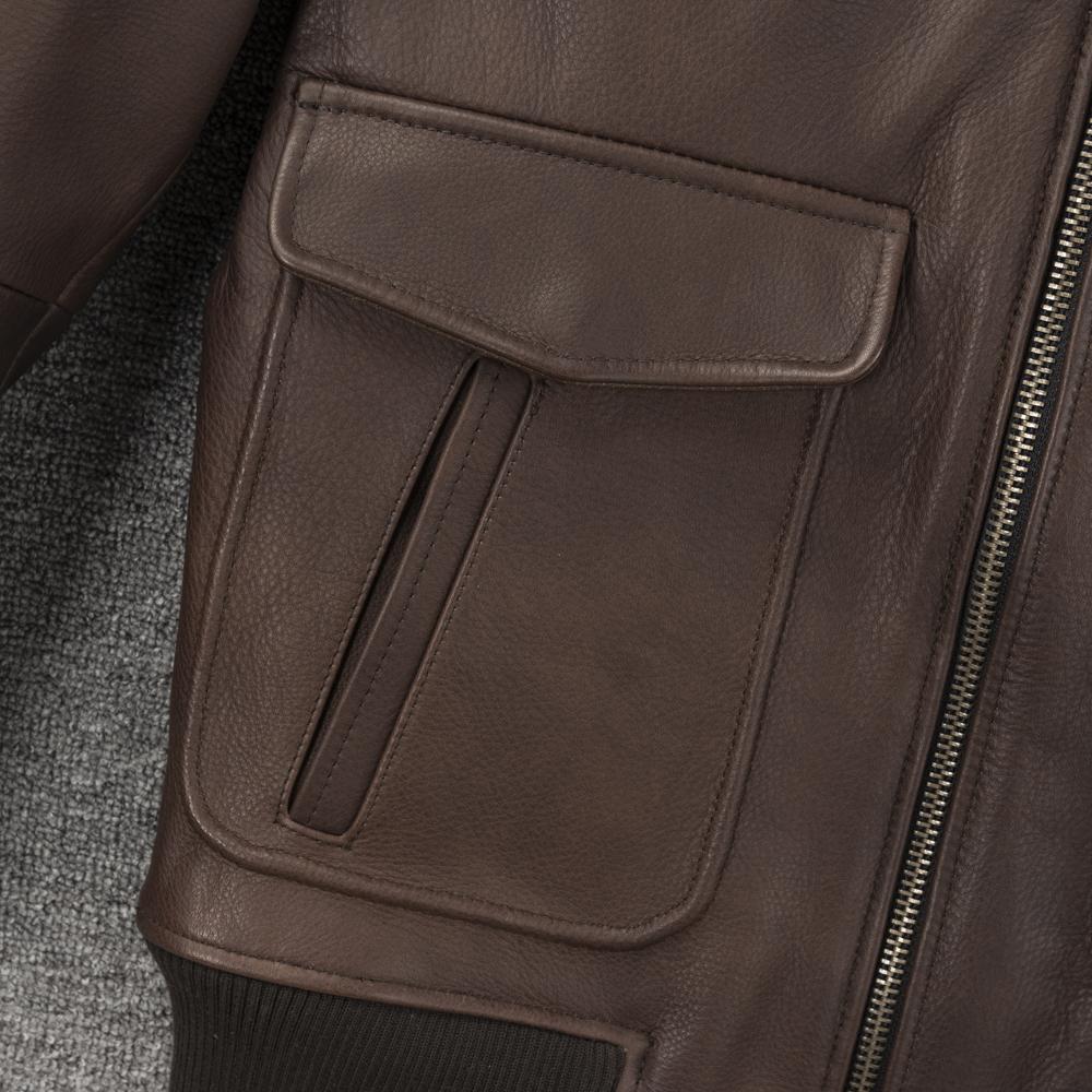 Flight Suit A2 Soft Genuine Cow Men Leather Jacket Brown Aviator Bomber Jackets Man Coat Spring Autumn