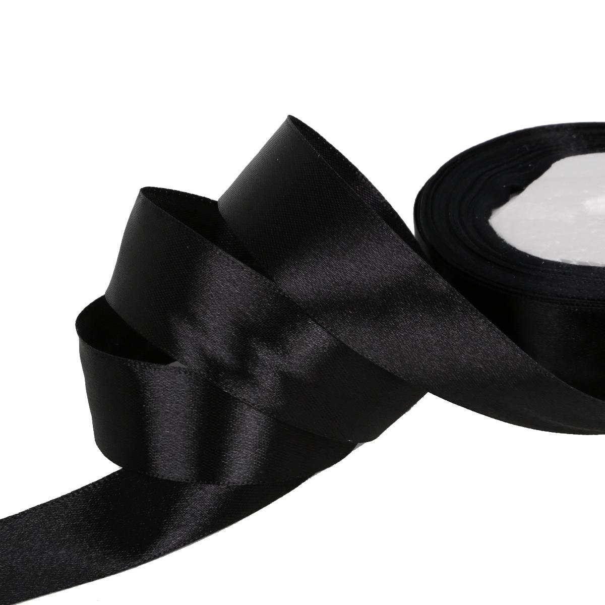 

25 ярдов атласные ленты для свадьбы, дня рождения, подарочная упаковка, рождественские принадлежности для Хэллоуина, фестиваля, ленты для рукоделия своими руками 25mm 25yards чёрный