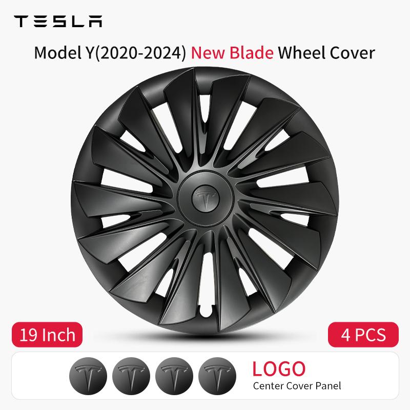 4PCS Wheel Cover for Tesla Model Y 2020-2024 Automobile 19 Inch New Blade Hubcap Wheels Cover Full Rim Hub Caps Accessories