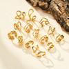 Unique Statement Geometric Ring for Women Stainless Steel Simple Finger Rings Wedding Party Jewelry 18K Gold Plated 3pic Set