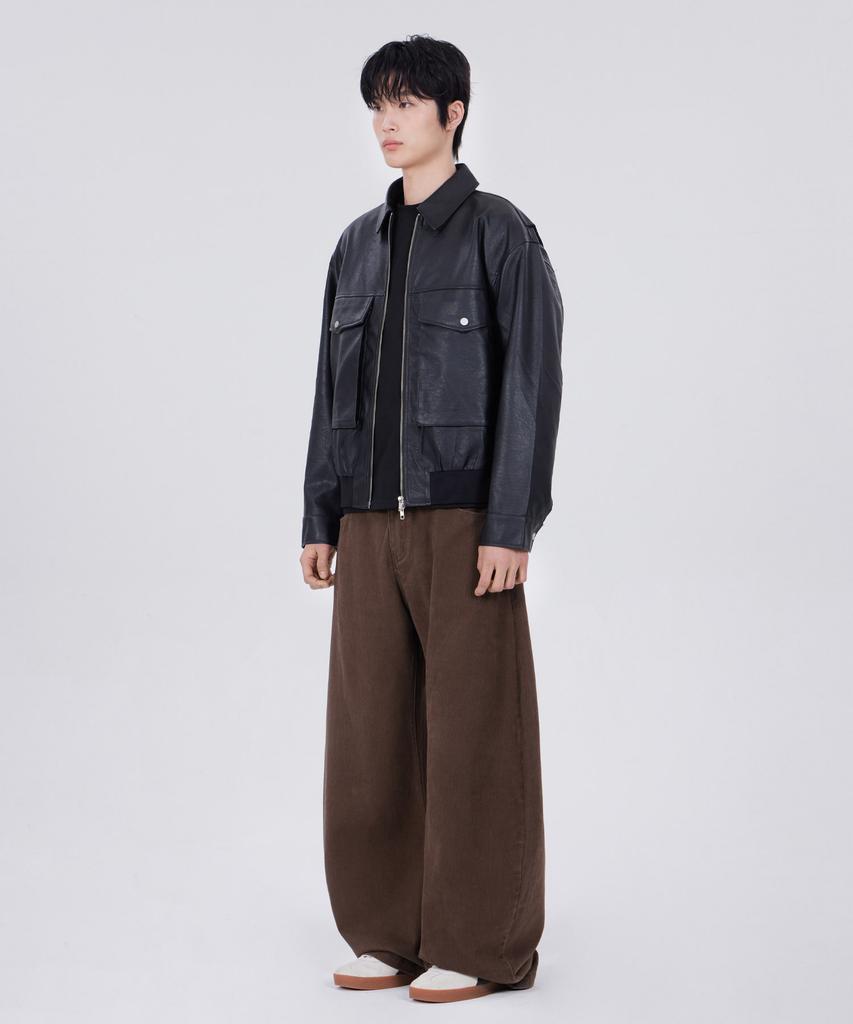 GLW High Curved Wide Cotton Pants Brown