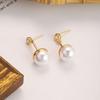 Elegant Retro Pearl & Zircon Round Earrings - High-End, Light Luxury Design