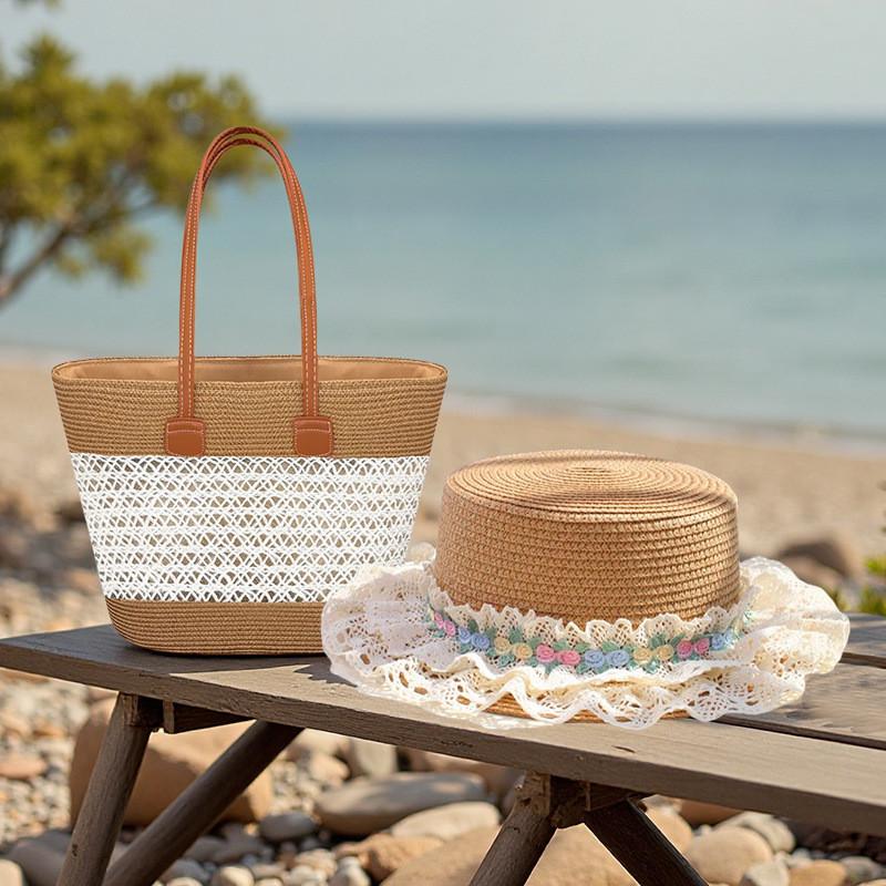 Womens Wide Brim Straw Hat With Breathable Weaving For Sun Protection And Resort Wear