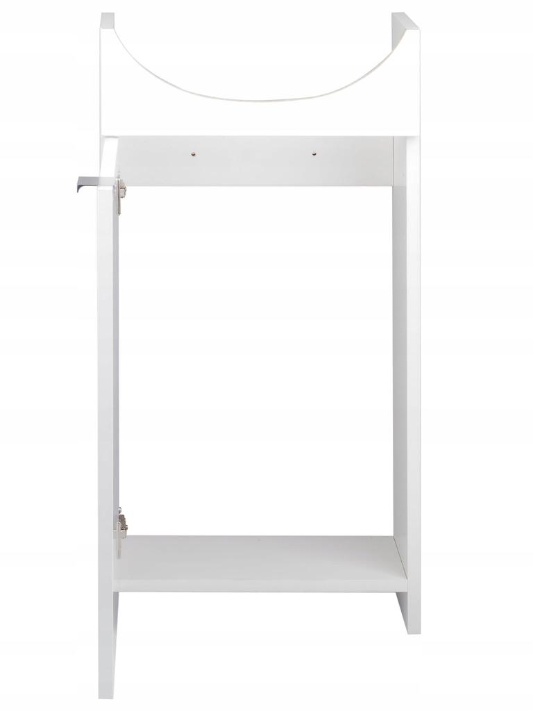 Badezimmerschrank mit einem 40 cm Waschbecken, freistehend, weiß, mit einem Siphon und einer Chromarmatur, Kredo
