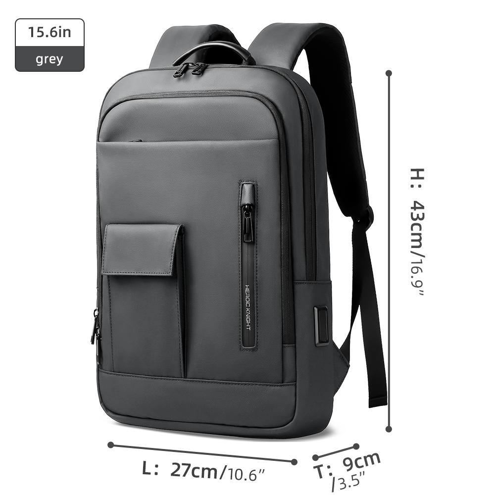 Heroic Knight Slim 15.6" Laptop Backpack with USB Charging Port Lightweight Water-Resistant Work Bag Anti-Theft Business Rucksack