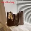 Capacity Large Simple Shoulder Bag With Solid Color Design And Decoration Scarf