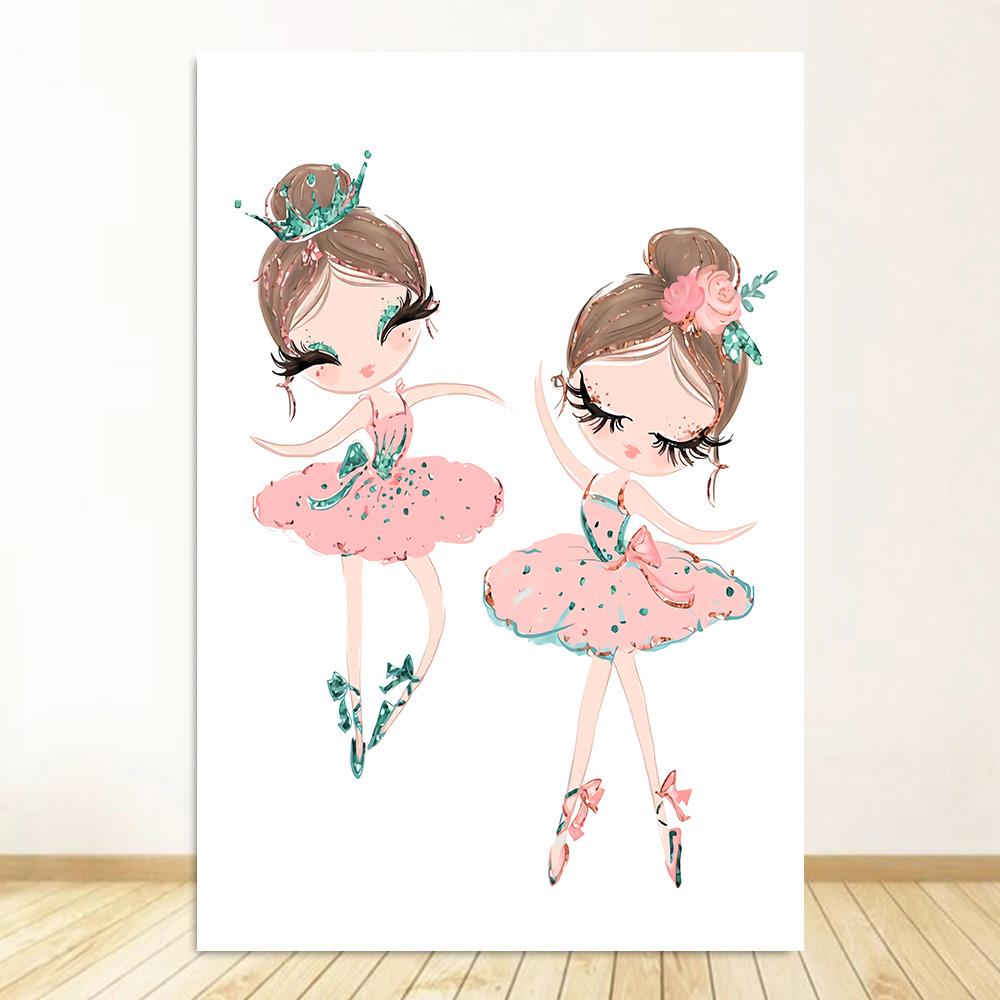 Little Princess Ballerina Canvas Poster Pink Swan Print Painting Nursery Wall Art Posters Ballet Girl Picture Baby Room Decor