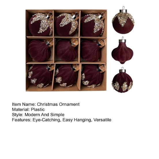 Velvet Christmas Balls Hanging Hoop Tree Decorations Xmas Party Ornaments Easy To Hang Plastic Holiday Decor for Home Office Parties