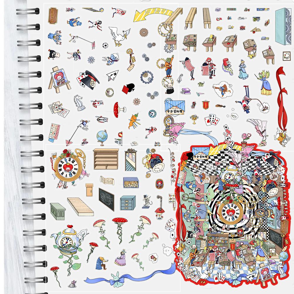 

3PCS White Rabbit Academy Stickers Landscape Harajuku Aesthetic Laptop Luggage Art Cafe Skateboard Room Decompression Sticker